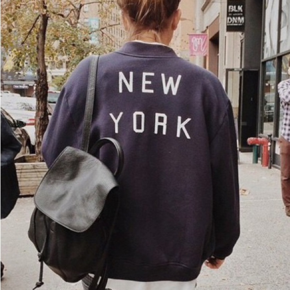 brandy Melville navy blue New York bomber jacket